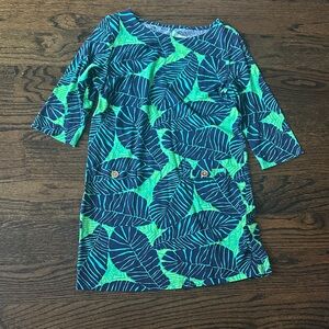 Lilly Pulitzer Blue and Green Leaf Kids dress
